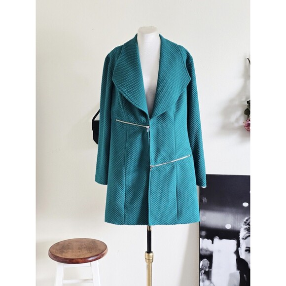 Nygård Jackets & Blazers - Nygard Green Pea Coat Zipper Colorful Maximalist M
